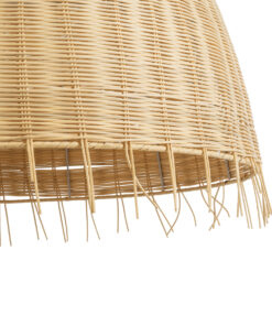 GloboStar® AQUATIC 01743 Boho Κρεμαστό Φωτιστικό Οροφής Μονόφωτο 1 x E27 AC220-240V IP20 – Φ60 x Υ60cm – Μπεζ Ξύλινο Μπαμπού Πλέγμα Καμπάνα – 5 Χρόνια Εγγύηση