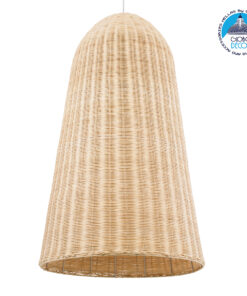 GloboStar® FAROL 01746 Μοντέρνο Κρεμαστό Φωτιστικό Οροφής Μονόφωτο 1 x E27 Μπεζ Μπαμπού Καμπάνα Φ60 x Υ100cm