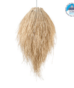 GloboStar® ARCHIPELAGO 01747 Μοντέρνο Κρεμαστό Φωτιστικό Οροφής Μονόφωτο 1 x E27 Μπεζ Μπαμπού Πλέγμα Φ30 x Υ63cm