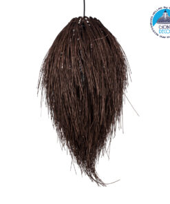 GloboStar® ARCHIPELAGO 01748 Μοντέρνο Κρεμαστό Φωτιστικό Οροφής Μονόφωτο 1 x E27 Καφέ Μπαμπού Πλέγμα Φ30 x Υ63cm