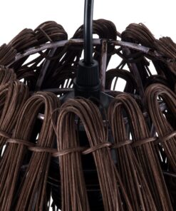 GloboStar® ARCHIPELAGO 01748 Μοντέρνο Κρεμαστό Φωτιστικό Οροφής Μονόφωτο 1 x E27 Καφέ Μπαμπού Πλέγμα Φ30 x Υ63cm