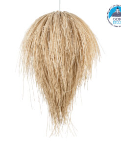 GloboStar® ARCHIPELAGO 01749 Μοντέρνο Κρεμαστό Φωτιστικό Οροφής Μονόφωτο 1 x E27 Μπεζ Μπαμπού Πλέγμα Φ40 x Υ63cm