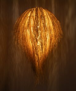 GloboStar® ARCHIPELAGO 01749 Μοντέρνο Κρεμαστό Φωτιστικό Οροφής Μονόφωτο 1 x E27 Μπεζ Μπαμπού Πλέγμα Φ40 x Υ63cm