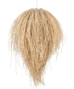 GloboStar® ARCHIPELAGO 01749 Μοντέρνο Κρεμαστό Φωτιστικό Οροφής Μονόφωτο 1 x E27 Μπεζ Μπαμπού Πλέγμα Φ40 x Υ63cm