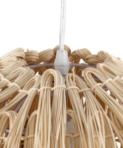 GloboStar® ARCHIPELAGO 01749 Μοντέρνο Κρεμαστό Φωτιστικό Οροφής Μονόφωτο 1 x E27 Μπεζ Μπαμπού Πλέγμα Φ40 x Υ63cm