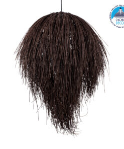 GloboStar® ARCHIPELAGO 01750 Μοντέρνο Κρεμαστό Φωτιστικό Οροφής Μονόφωτο 1 x E27 Καφέ Μπαμπού Πλέγμα Φ40 x Υ63cm