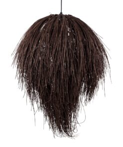 GloboStar® ARCHIPELAGO 01750 Μοντέρνο Κρεμαστό Φωτιστικό Οροφής Μονόφωτο 1 x E27 Καφέ Μπαμπού Πλέγμα Φ40 x Υ63cm