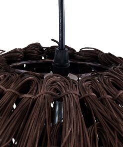 GloboStar® ARCHIPELAGO 01750 Μοντέρνο Κρεμαστό Φωτιστικό Οροφής Μονόφωτο 1 x E27 Καφέ Μπαμπού Πλέγμα Φ40 x Υ63cm