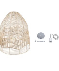 GloboStar® ALOHA 01751 Μοντέρνο Κρεμαστό Φωτιστικό Οροφής Μονόφωτο 1 x E27 Μπεζ Σχοινί Καμπάνα Φ43 x Υ46cm