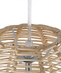 GloboStar® ALOHA 01751 Μοντέρνο Κρεμαστό Φωτιστικό Οροφής Μονόφωτο 1 x E27 Μπεζ Σχοινί Καμπάνα Φ43 x Υ46cm