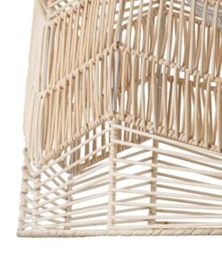 GloboStar® ALOHA 01751 Μοντέρνο Κρεμαστό Φωτιστικό Οροφής Μονόφωτο 1 x E27 Μπεζ Σχοινί Καμπάνα Φ43 x Υ46cm