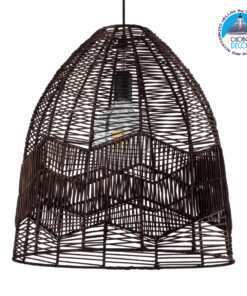 GloboStar® ALOHA 01752 Μοντέρνο Κρεμαστό Φωτιστικό Οροφής Μονόφωτο 1 x E27 Καφέ Σχοινί Καμπάνα Φ43 x Υ46cm