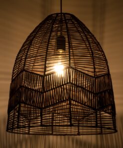 GloboStar® ALOHA 01752 Μοντέρνο Κρεμαστό Φωτιστικό Οροφής Μονόφωτο 1 x E27 Καφέ Σχοινί Καμπάνα Φ43 x Υ46cm