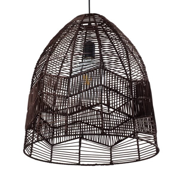 GloboStar® ALOHA 01752 Μοντέρνο Κρεμαστό Φωτιστικό Οροφής Μονόφωτο 1 x E27 Καφέ Σχοινί Καμπάνα Φ43 x Υ46cm