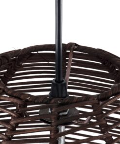 GloboStar® ALOHA 01752 Μοντέρνο Κρεμαστό Φωτιστικό Οροφής Μονόφωτο 1 x E27 Καφέ Σχοινί Καμπάνα Φ43 x Υ46cm