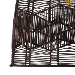 GloboStar® ALOHA 01752 Μοντέρνο Κρεμαστό Φωτιστικό Οροφής Μονόφωτο 1 x E27 Καφέ Σχοινί Καμπάνα Φ43 x Υ46cm