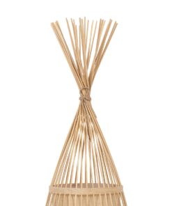 GloboStar® AZORES 01753 Μοντέρνο Φωτιστικό Δαπέδου Μονόφωτο 1 x E27 Μπεζ Μπαμπού Πλέγμα D30 x H90cm