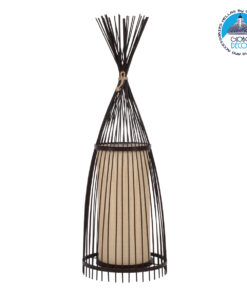 GloboStar® AZORES 01754 Μοντέρνο Φωτιστικό Δαπέδου Μονόφωτο 1 x E27 Καφέ Μπαμπού Πλέγμα D30 x H90cm