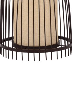 GloboStar® AZORES 01754 Μοντέρνο Φωτιστικό Δαπέδου Μονόφωτο 1 x E27 Καφέ Μπαμπού Πλέγμα D30 x H90cm