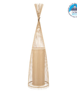 GloboStar® AZORES 01755 Μοντέρνο Φωτιστικό Δαπέδου Μονόφωτο 1 x E27 Μπεζ Μπαμπού Πλέγμα D40 x H150cm