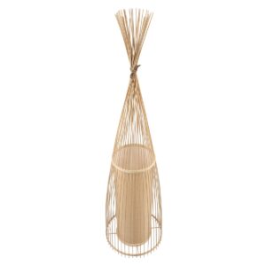 GloboStar® AZORES 01755 Μοντέρνο Φωτιστικό Δαπέδου Μονόφωτο 1 x E27 Μπεζ Μπαμπού Πλέγμα D40 x H150cm