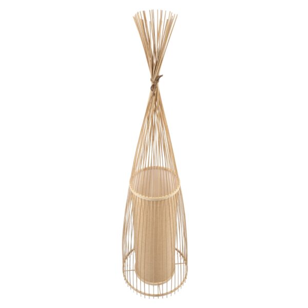 GloboStar® AZORES 01755 Μοντέρνο Φωτιστικό Δαπέδου Μονόφωτο 1 x E27 Μπεζ Μπαμπού Πλέγμα D40 x H150cm