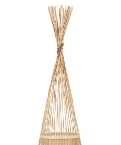 GloboStar® AZORES 01755 Μοντέρνο Φωτιστικό Δαπέδου Μονόφωτο 1 x E27 Μπεζ Μπαμπού Πλέγμα D40 x H150cm