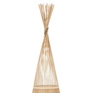 GloboStar® AZORES 01755 Μοντέρνο Φωτιστικό Δαπέδου Μονόφωτο 1 x E27 Μπεζ Μπαμπού Πλέγμα D40 x H150cm