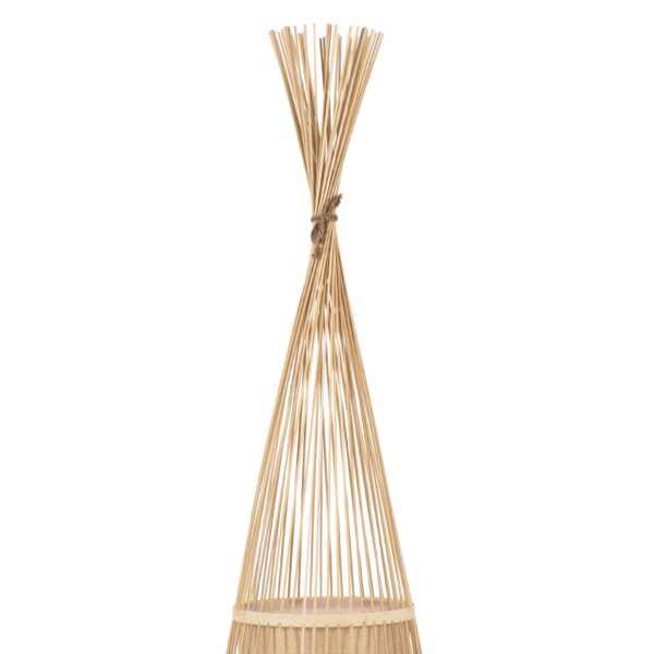 GloboStar® AZORES 01755 Μοντέρνο Φωτιστικό Δαπέδου Μονόφωτο 1 x E27 Μπεζ Μπαμπού Πλέγμα D40 x H150cm