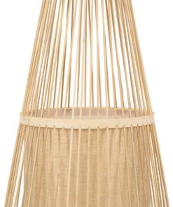GloboStar® AZORES 01755 Μοντέρνο Φωτιστικό Δαπέδου Μονόφωτο 1 x E27 Μπεζ Μπαμπού Πλέγμα D40 x H150cm
