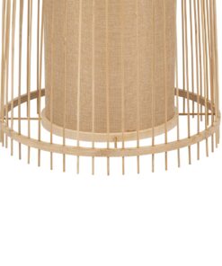 GloboStar® AZORES 01755 Μοντέρνο Φωτιστικό Δαπέδου Μονόφωτο 1 x E27 Μπεζ Μπαμπού Πλέγμα D40 x H150cm