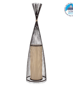 GloboStar® AZORES 01756 Μοντέρνο Φωτιστικό Δαπέδου Μονόφωτο 1 x E27 Καφέ Μπαμπού Πλέγμα D40 x H150cm