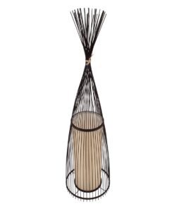 GloboStar® AZORES 01756 Μοντέρνο Φωτιστικό Δαπέδου Μονόφωτο 1 x E27 Καφέ Μπαμπού Πλέγμα D40 x H150cm