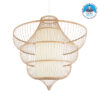 GloboStar® DOMINICA 01781 Μοντέρνο Κρεμαστό Φωτιστικό Οροφής Μονόφωτο 1 x E27 Μπεζ Ξύλινο Bamboo Πλέγμα Φ100 x Y100cm