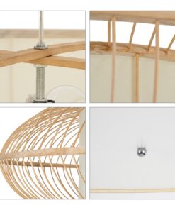 GloboStar® FERNANDO 01782 Μοντέρνο Κρεμαστό Φωτιστικό Οροφής Μονόφωτο 1 x E27 Καφέ Μπαμπού Καμπάνα Φ120 x Υ31cm