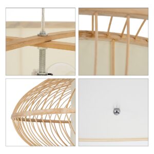 GloboStar® FERNANDO 01782 Μοντέρνο Κρεμαστό Φωτιστικό Οροφής Μονόφωτο 1 x E27 Καφέ Μπαμπού Καμπάνα Φ120 x Υ31cm