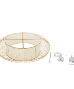 GloboStar® FERNANDO 01782 Μοντέρνο Κρεμαστό Φωτιστικό Οροφής Μονόφωτο 1 x E27 Καφέ Μπαμπού Καμπάνα Φ120 x Υ31cm