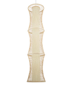 GloboStar® HIBISCUS 01783 Μοντέρνο Κρεμαστό Φωτιστικό Οροφής Μονόφωτο 1 x E27 Μπεζ Μπαμπού Πλέγμα Φ35 x Υ150cm