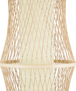 GloboStar® HIBISCUS 01783 Μοντέρνο Κρεμαστό Φωτιστικό Οροφής Μονόφωτο 1 x E27 Μπεζ Μπαμπού Πλέγμα Φ35 x Υ150cm