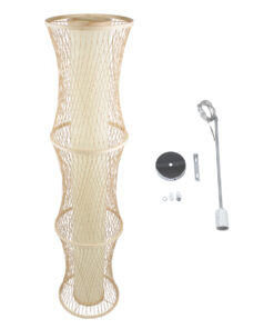 GloboStar® HIBISCUS 01783 Μοντέρνο Κρεμαστό Φωτιστικό Οροφής Μονόφωτο 1 x E27 Μπεζ Μπαμπού Πλέγμα Φ35 x Υ150cm