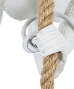 GloboStar® APES 01802 Μοντέρνο Κρεμαστό Φωτιστικό Οροφής Μονόφωτο 1 x E27 Λευκό με Μπεζ Σχοινί Φιγούρα Μ26 x Π28 x Υ69cm