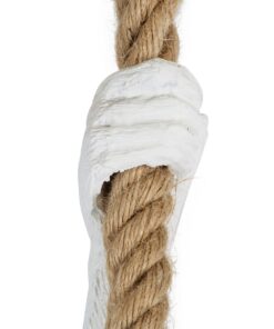 GloboStar® APES 01802 Μοντέρνο Κρεμαστό Φωτιστικό Οροφής Μονόφωτο 1 x E27 Λευκό με Μπεζ Σχοινί Φιγούρα Μ26 x Π28 x Υ69cm