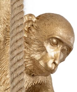 GloboStar® APES 01803 Μοντέρνο Κρεμαστό Φωτιστικό Οροφής Μονόφωτο 1 x E27 Χρυσό με Μπεζ Σχοινί Φιγούρα Μ26 x Π28 x Υ69cm