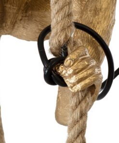 GloboStar® APES 01803 Μοντέρνο Κρεμαστό Φωτιστικό Οροφής Μονόφωτο 1 x E27 Χρυσό με Μπεζ Σχοινί Φιγούρα Μ26 x Π28 x Υ69cm