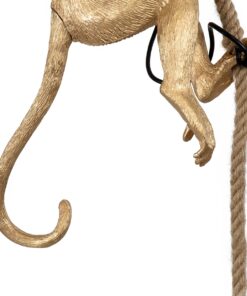 GloboStar® APES 01803 Μοντέρνο Κρεμαστό Φωτιστικό Οροφής Μονόφωτο 1 x E27 Χρυσό με Μπεζ Σχοινί Φιγούρα Μ26 x Π28 x Υ69cm