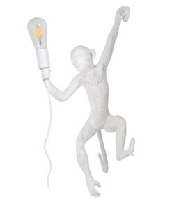 GloboStar® APES 01805 Μοντέρνο Φωτιστικό Τοίχου Απλίκα Μονόφωτο 1 x E27 Λευκό Φιγούρα L34 x W31 x H61cm