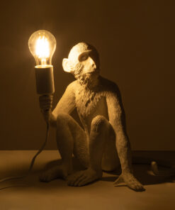 GloboStar® APES 01808 Μοντέρνο Φωτιστικό Πορτατίφ Λαμπατέρ Μονόφωτο 1 x E27 Λευκό Φιγούρα L30 x W27 x H30cm