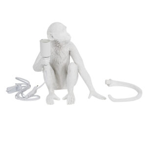 GloboStar® APES 01808 Μοντέρνο Φωτιστικό Πορτατίφ Λαμπατέρ Μονόφωτο 1 x E27 Λευκό Φιγούρα L30 x W27 x H30cm