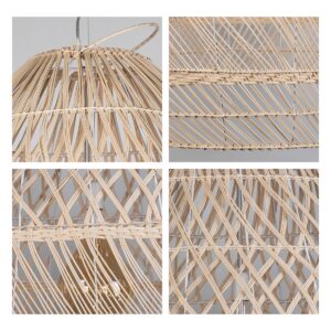 GloboStar® MALIBU 01811 Μοντέρνο Κρεμαστό Φωτιστικό Οροφής Μονόφωτο 1 x E27 Μπεζ Μπαμπού Καμπάνα Φ76 x Υ100cm