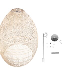 GloboStar® MALIBU 01813 Μοντέρνο Κρεμαστό Φωτιστικό Οροφής Μονόφωτο 1 x E27 Μπεζ Μπαμπού Καμπάνα Φ120 x Υ156cm